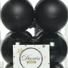 Decoris kerstbal zwart D 4 cm 16 stuks