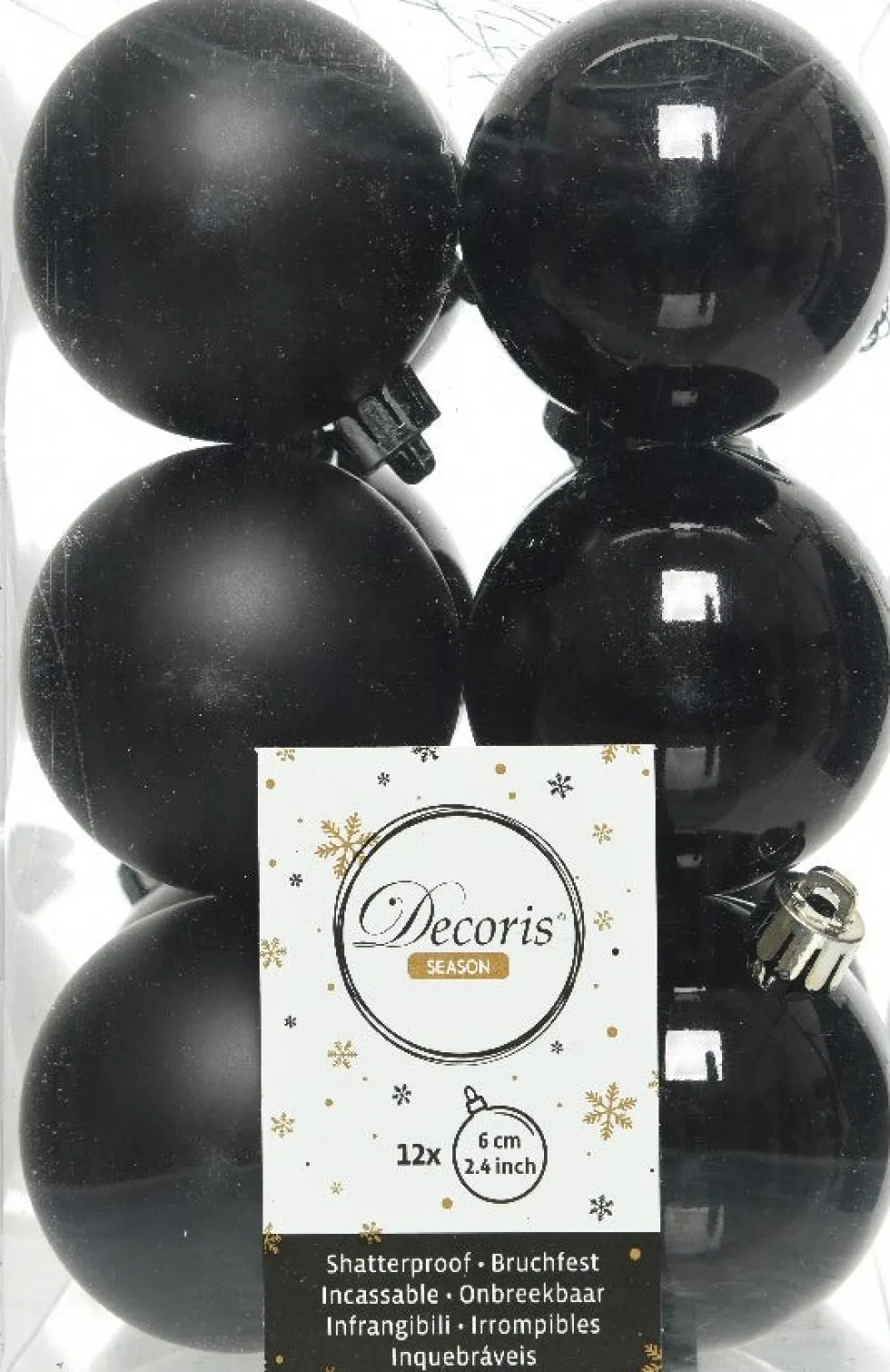 Decoris kerstbal zwart D 6 cm 12 stuks
