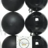 Decoris kerstbal zwart D 8 cm 6 stuks