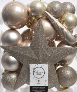 Decoris kerstboomdecoratie Marilene crème 33-delig
