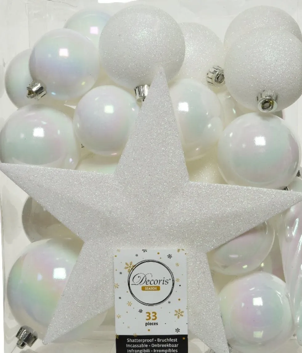 Decoris kerstboomdecoratie Marilene wit 33-delig
