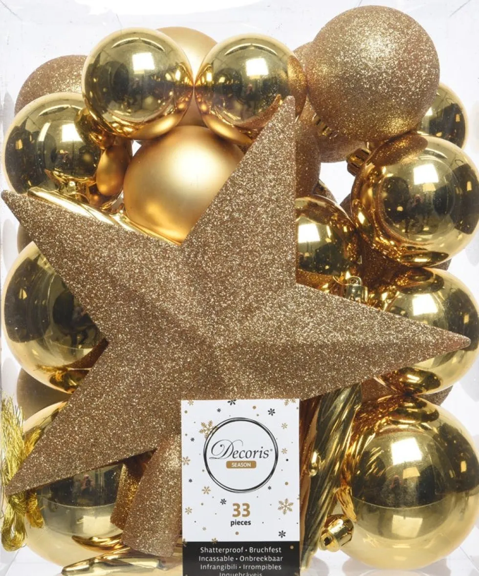 Decoris kerstboomdecoratie Marilene goud 33-delig