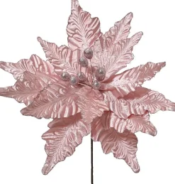 Decoris kerstclip bloem zilver D 30 H 15 cm