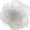 Decoris kerstclip roos met glitters D 14 cm wit