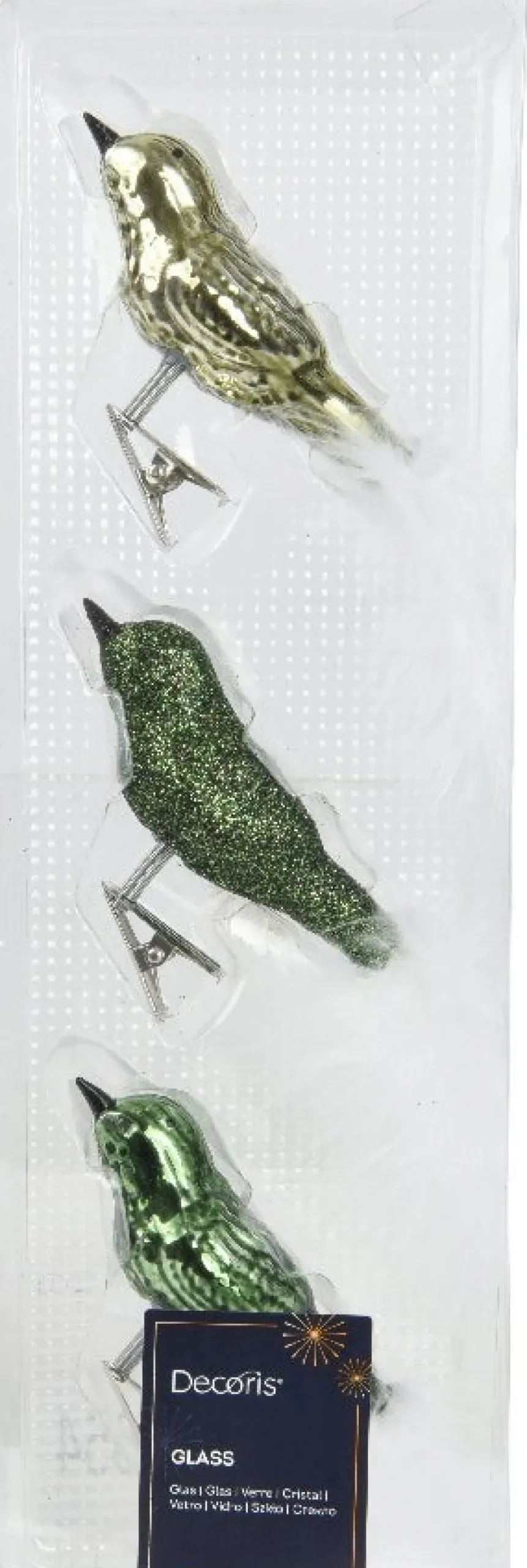 Decoris kerstclip vogel groen 3 x 8 x 3,5 cm 3 stuks