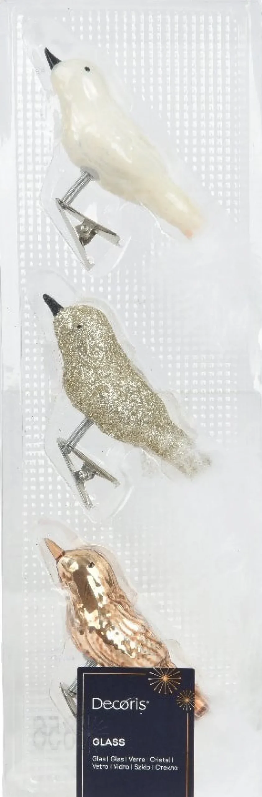 Decoris kerstclip vogel wit 3 x 8 x 3,5 cm 3 stuks