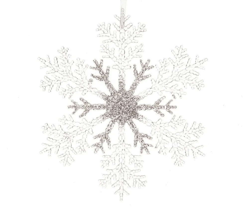 Decoris kersthanger Snowy ster semitransparant zilver 21 x 21 x 8 cm