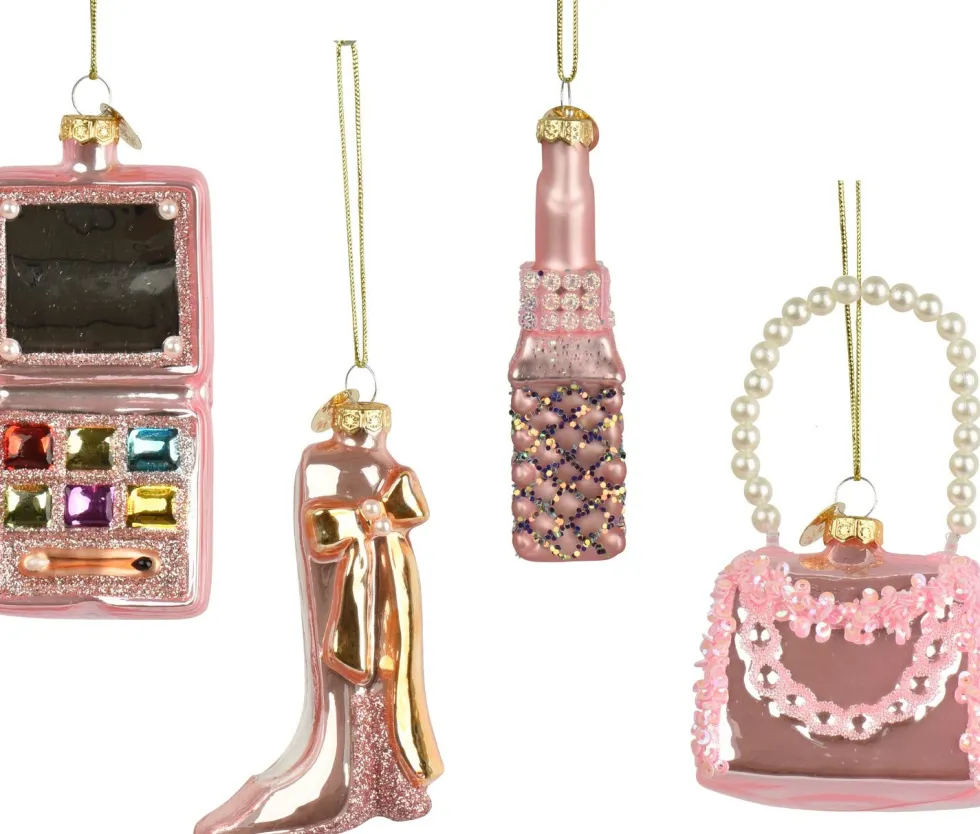Decoris kerst ornament box boek make-up 47 x 2,7 x 10 cm 4 stuks