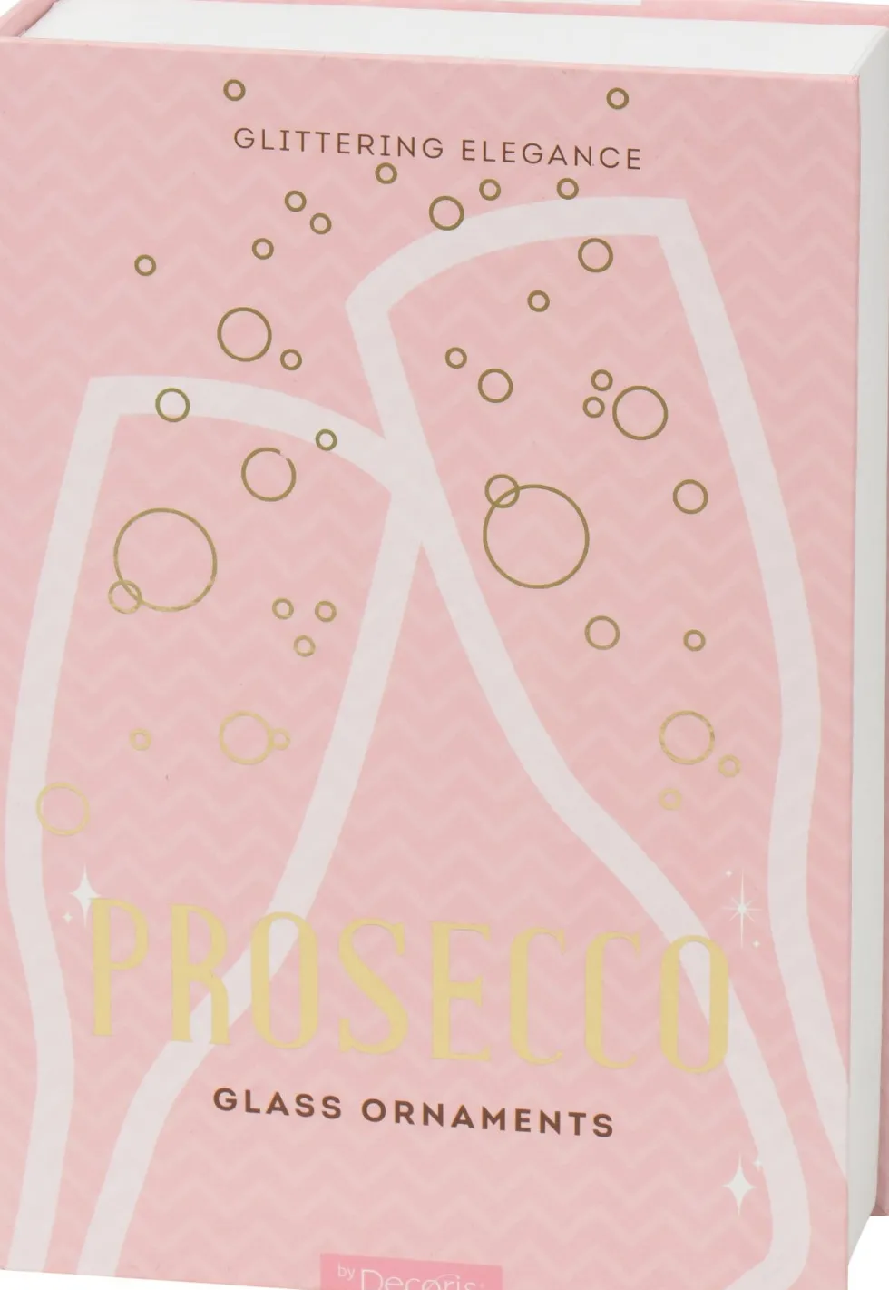 Decoris kerst ornament box boek prosecco 4,6 x 4,6 x 14,1 cm 3 stuks
