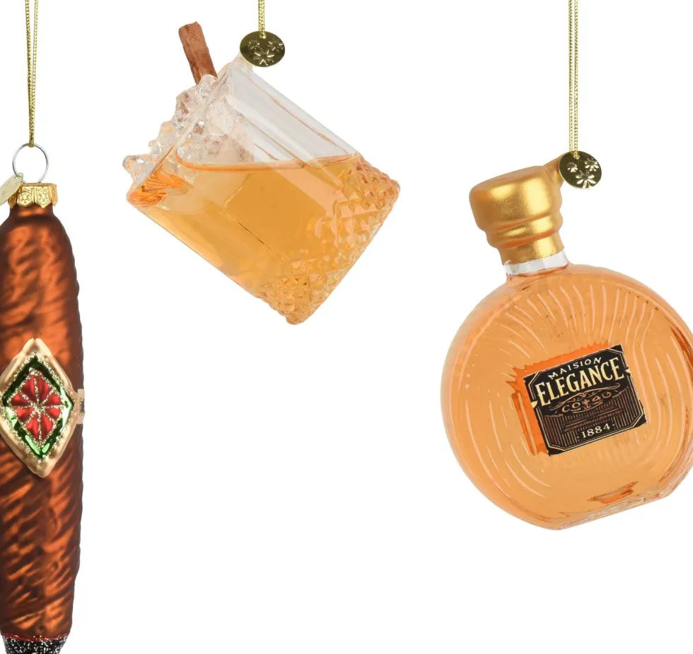 Decoris kerst ornament box boek whiskey 7,1 x 2,9 x 9,6 cm 3 stuks