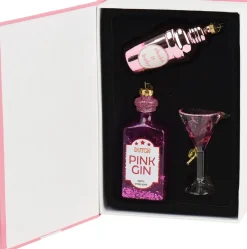 Decoris kerst ornament box boek cocktail 4,8 x 4,8 x 10,5 cm 3 stuks