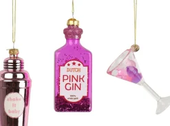 Decoris kerst ornament box boek cocktail 4,8 x 4,8 x 10,5 cm 3 stuks