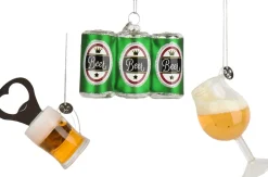 Decoris kerst ornament box boek bier 4,7 x 3,7 x 8,7 cm 3 stuks
