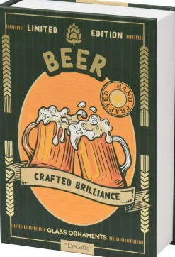 Decoris kerst ornament box boek bier 4,7 x 3,7 x 8,7 cm 3 stuks