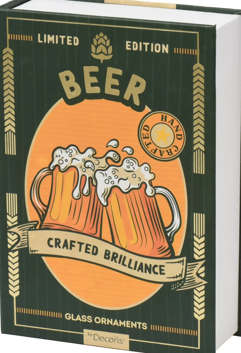Decoris kerst ornament box boek bier 4,7 x 3,7 x 8,7 cm 3 stuks
