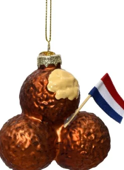 Decoris kerstornament Carl bitterbal bruin D 8 H 10 cm