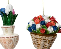 Decoris kerstornament Carl tulpen 8 x 8 x 10 cm 2 stuks