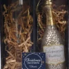 Decoris kerst ornament champagne glas zilver / transparant D 6 H 12,5 cm 2 stuks