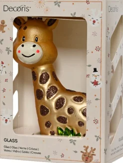 Decoris kerstornament Fancy giraffe bruin 8,5 x 4,2 x 13 cm