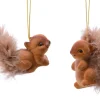 Decoris kerstornament Flock eekhoorn bruin 6 x 3 x 4 cm 2 stuks