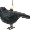 Decoris kerst ornament Lintu merel zwart 9,2 x 5,6 x 10,4 cm