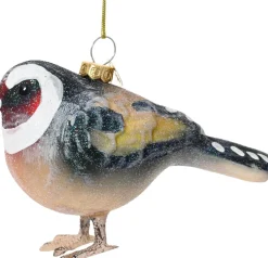 Decoris kerst ornament Lintu putter zwart / beige 8 x 5,7 x 10,3 cm