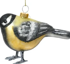 Decoris kerst ornament Lintu koolmees geel / zwart 8,8 x 4,7 x 10,5 cm