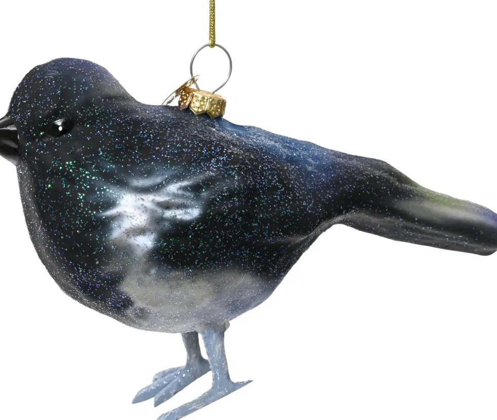 Decoris kerst ornament Lintu ekster zwart 9,2 x 5,6 x 10,4 cm
