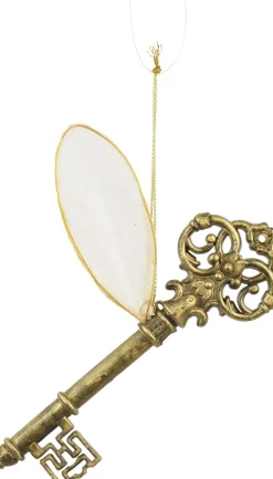 Decoris kerst ornament sleutel goud 14,5 x 4,7 x 0,5 cm