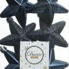 Decoris kerst ornament ster blauw 7,5 x 7,5 x 2 cm 6 stuks