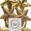 Decoris kerst ornament ster goud 7,5 x 7,5 x 2 cm 6 stuks