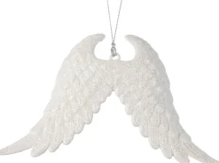 Decoris kerst ornament vleugels wit 10 x 16 x 2,5 cm