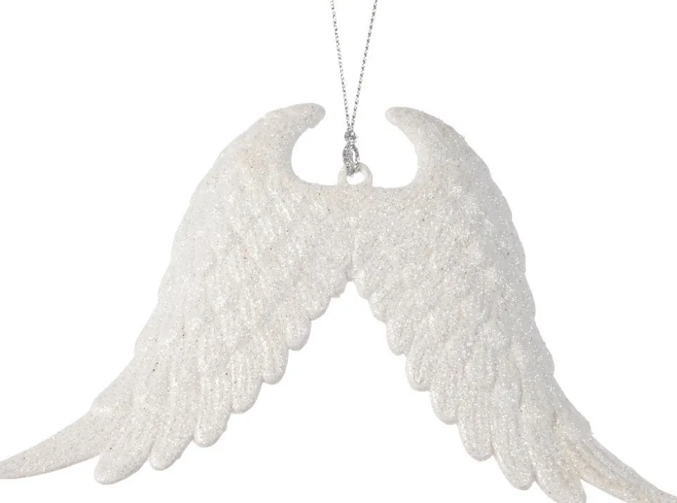 Decoris kerst ornament vleugels wit 10 x 16 x 2,5 cm