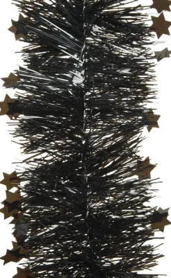Decoris kerstslinger Lindo sterren zwart 270 cm