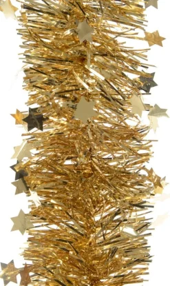 Decoris kerstslinger Lindo sterren goud 270 cm
