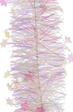 Decoris kerstslinger met sterretjes lichtroze 270 cm