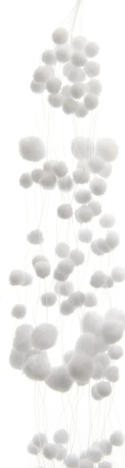 Decoris kerstslinger sneeuwbal wit 135 cm