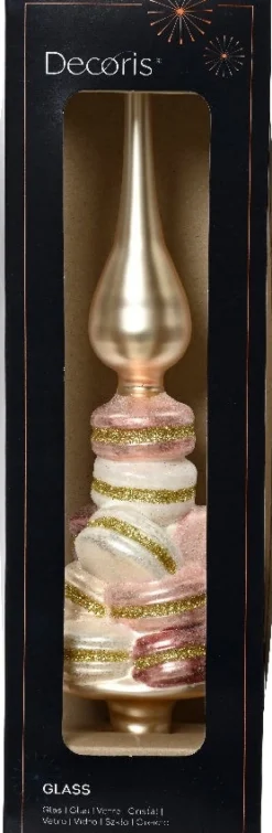 Decoris piek Sweety macaron goud / wit D 8 H 29,5 cm