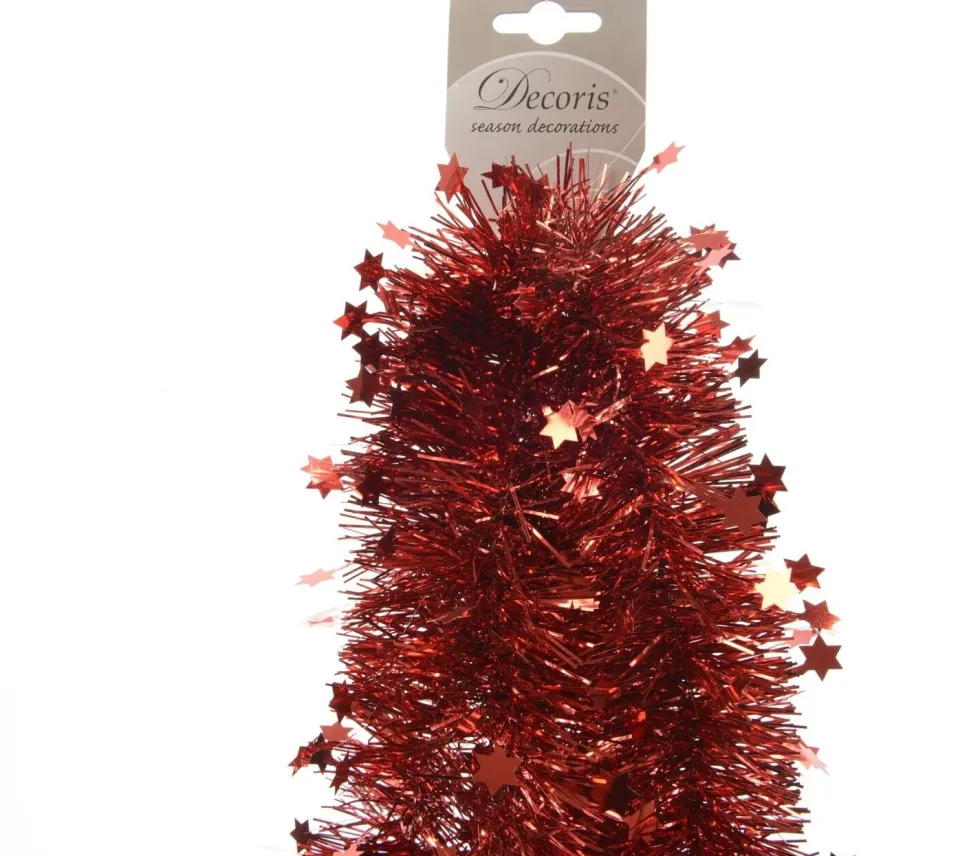 Decoris slinger lametta sterren kerstrood 270 cm