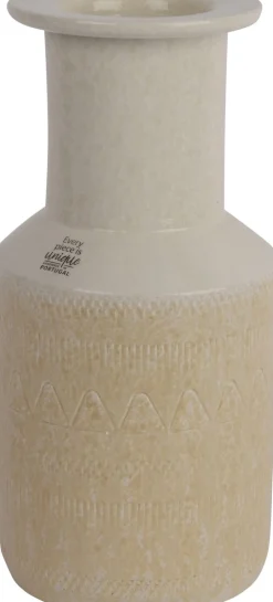 Decoris vaas beige / wit D 14 H 30 cm
