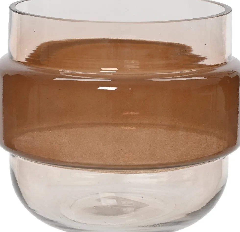 Decoris vaas Espresso transparant / bruin D 18,5 H 16,2 cm
