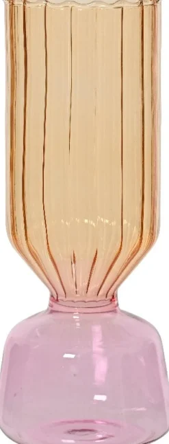 Decoris vaas roze / geel D 10 H 23 cm
