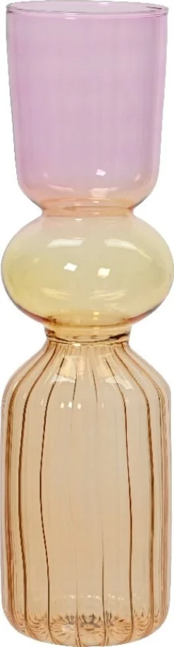 Decoris vaas roze / geel D 8,50 H 31 cm