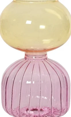 Decoris vaas roze / geel D 11,5 H 19,5 cm