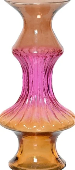 Decoris vaas roze / oranje D 13,5 H 29 cm