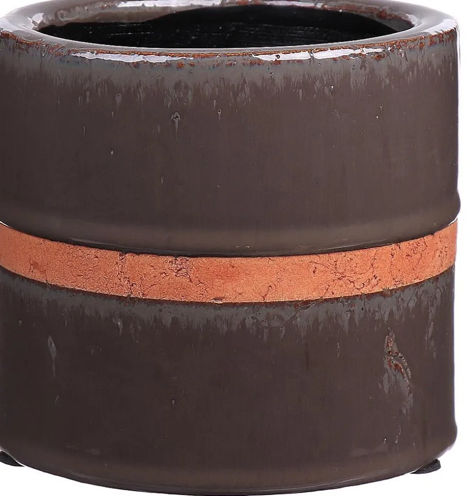 Duif bloempot Cathy antraciet / koper D 12 H 10 cm