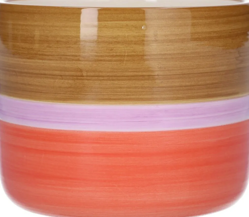 Duif bloempot Cose bruin / roze / rood D 10,5 H 9,8 cm