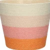 Duif plantenmand Riley lijnen crème / roze / oranje D 6,8 H 5,2 cm