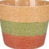 Duif plantenmand Riley lijnen beige / groen / terracotta D 13,5 H 11 cm