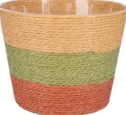 Duif plantenmand Riley lijnen beige / groen / terracotta D 13,5 H 11 cm